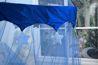 Blue Round Dome Bed Canopy With Lovely Little Stars Mosquito Net