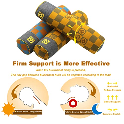  Edomi Cylinder Cervical Neck Roll Pillow Bolster Tube Pillow Round Neck Pillows For Sleeping Legs Back Spine And Neck Support With Removable Washable Cover (16x4 Inch, Orange)