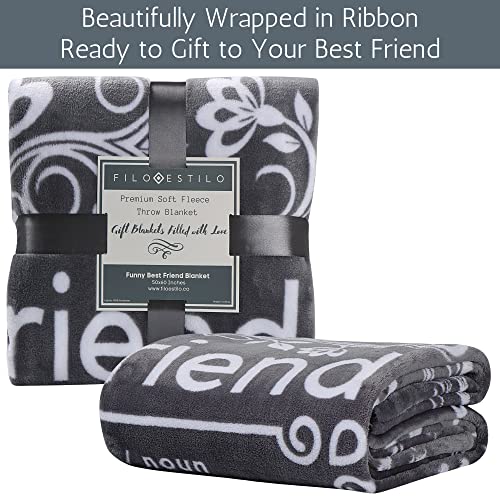  Unny Best Friend Birthday Gifts For Women, Best Friend Blanket, Unique Friendship Fun Gag Quotes For Bestie, BFF, Long Distance 60x50 Inches (Grey, Fleece)