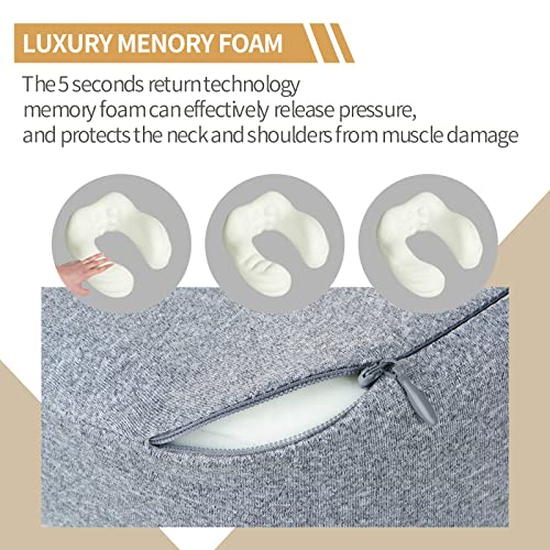  Notieaty Travel Pillow 100% Pure Memory Foam Neck Pillow,Traveling Can Be Used For Sleeping Plane Car Travel Home, Airplane Travel Kit With 3D Contoured Eye Masks, Earplugs, And Luxury Bag…