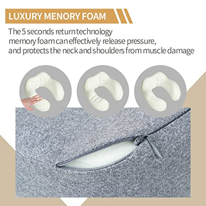  Notieaty Travel Pillow 100% Pure Memory Foam Neck Pillow,Traveling Can Be Used For Sleeping Plane Car Travel Home, Airplane Travel Kit With 3D Contoured Eye Masks, Earplugs, And Luxury Bag…