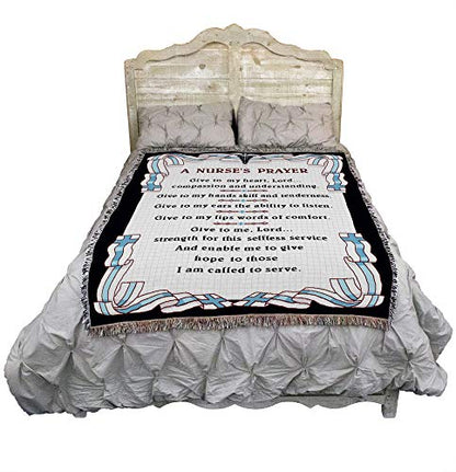  Nurse Prayer Blanket - Gift Tapestry Throw Woven From Cotton - Made In The USA (72x54)