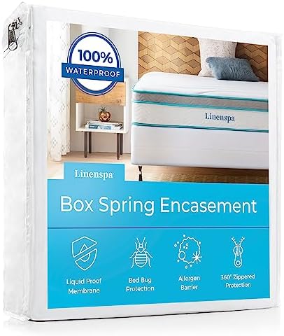  Linenspa Zippered Mattress Encasement - Waterproof & Bed Bug Proof - Premium Noiseless & Absorbent Cover - Dorm Room Essentials - Twin XL, White