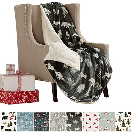  Decorative Holiday Throw Blanket. Super Soft Fleece Sherpa Holiday Throw Blanket. Hudson Collection
