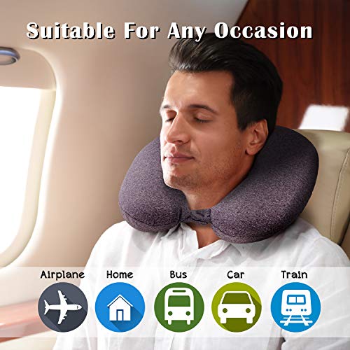  Edelvey Grey Memory Foam Travel Pillow Comfortable U-Shaped Head Neck Support Pillow For Travelling In Airplane Car