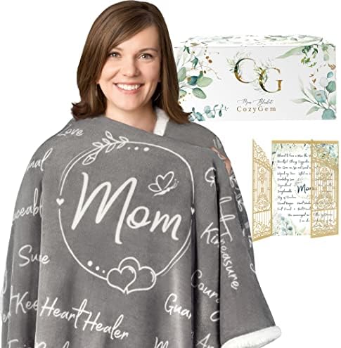  Mom Blanket, Mom Birthday Gifts, From Daughter Or Son, Best Mom Cozy Throw Blankets With Letter, Mom Gifts, Love You Mom Blanket, Mothers Day Blanket, 65x50, Fleece - Gray