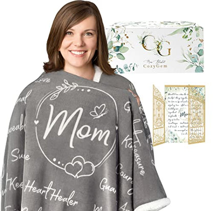  Mom Blanket, Mom Birthday Gifts, From Daughter Or Son, Best Mom Cozy Throw Blankets With Letter, Mom Gifts, Love You Mom Blanket, Mothers Day Blanket, 65x50, Fleece - Gray