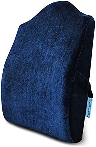  Sleep Science Patented Premium Ergonomic Back Pain Relief Memory Foam Lumbar Pillow Back Cushion For Office Chairs Recliners Sofas Extra Wide Extra Large Navy Blue 18 * 18 * 5in
