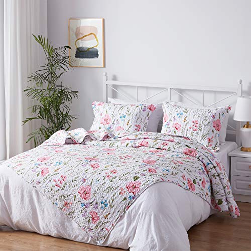  Quilt Set Twin Size, Lightweight Microfiber Soft Coverlet Reversible Quilted Pattern Summer Quilt Bedspreads Comforter Set For All Season, 2 Piece Includes 1 Quilt + 1 Sham