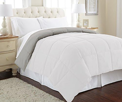  Down Alternative Microfiber Quilted Reversible Comforter & Duvet Insert - Soft, Comfortable Alternative To Goose Down - Bedding For All Seasons Amethyst/Silver Full/Queen