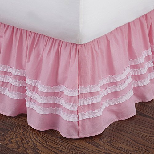  Pink Ruched Full Bed Skirt