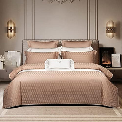  LEIGE Bedding Cotton Jacquard Sateen Four-Piece Villa Bedding Simple Skin-Friendly Soft Four-Piece Set (Color : E, Size : 200 * 230cm)
