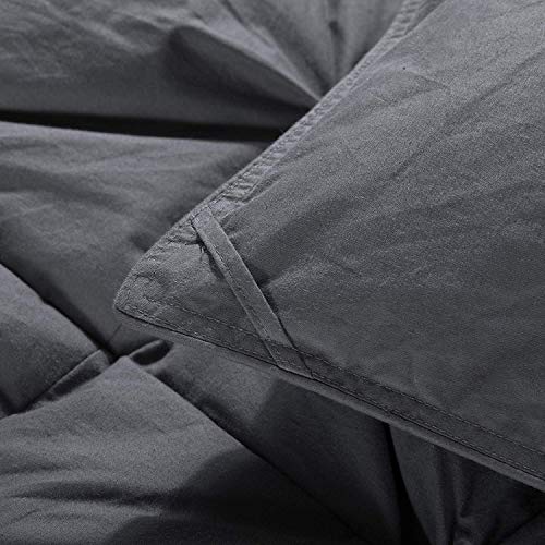  HOMBYS California King Feather And Down Comforter, 108 X 98 Inches Grey Pinch Pleat Cal King Size Duvet Insert With 100% Cotton Downproof Cover, Thick Fluffy Oversized Comforter For All Season