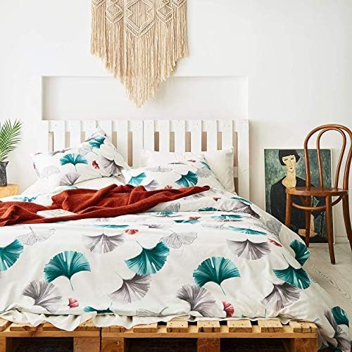  SUSYBAO Vintage Floral Duvet Cover King 100% Egyptian Cotton Garden Botanical Duvet Cover 3 Pieces Set 1 White Flower Duvet Cover With Zipper Ties 2 Pillowcases Luxury Ultra Soft Retro Plant Bedding