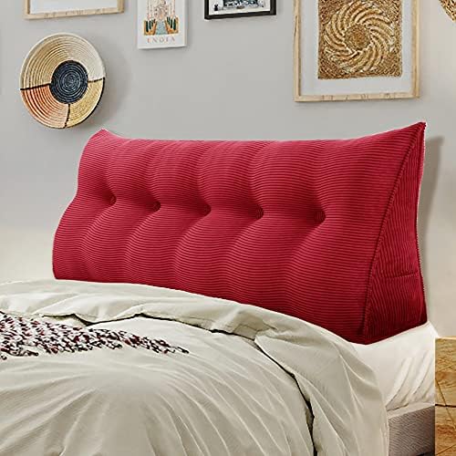  WOWMAX Ergonomics Headboard Pillow For California King Size Bed, Multifunctional Upholstered Headboard Pillows, Triangular Long Wedge Pillow For Wall No Need To Assembly Corduroy Grey (71 Inches)