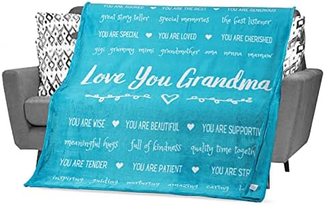  Gift For Grandma From Grandchildren, Granddaughter, Grandson, Mothers Day Gifts For Grandma, Grandmother Throw Blanket For Birthday, 60x50 Inches (Fleece, Grey)