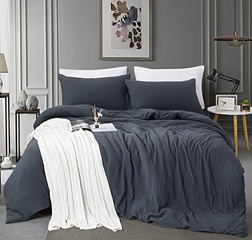  ALAZURIA Queen Size Duvet Cover Set 3 Piece - Super Soft Washed Microfiber, Light Blue Comforter Cover Set With Zipper Closure & 4 Corner Ties (1 Duvet Cover + 2 Pillow Cases) Amalfi Blue, Queen