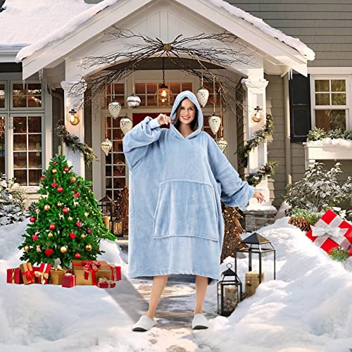  Oversized Blanket Hoodie For Adults - Extra Long Wearable Sweatshirt With Giant Sleeve, Hood And Pocket