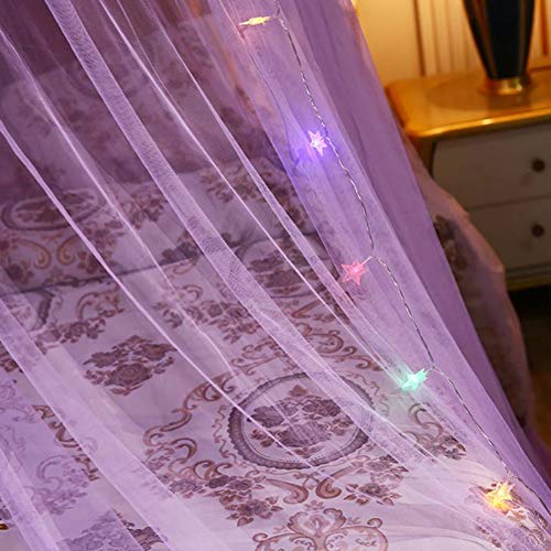  Yunlife Dome Bed Canopy With LED Star Lights,Hanging Bed Curtains For Princess Girls Room 70 X 260cm / 27.5 X 102 Inch