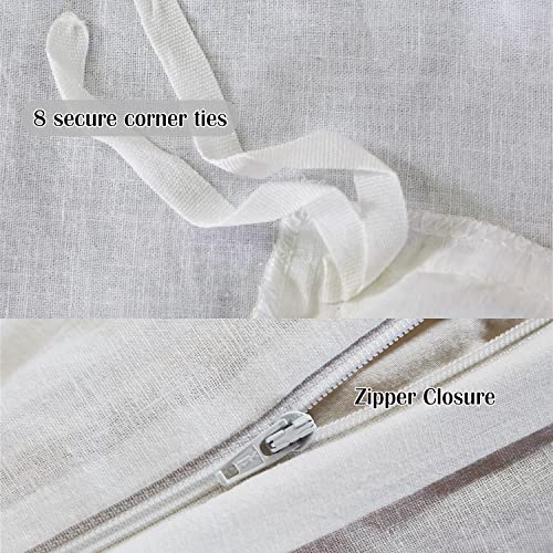  QWACK 100% Linen Duvet Cover King Set 3 Pcs Washed French Natural Flax Duvet Cover Soft Breathable Comfy Linen Bedding Set With 1 Duvet Cover Linen 2 Linen Pillowshams (King, White)