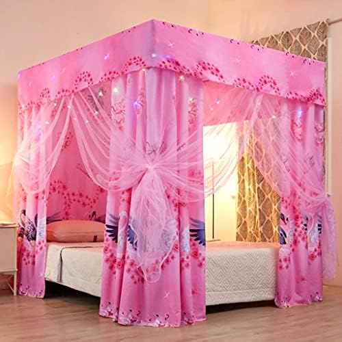  Obokidly Elegant Flower Printing 2-in-1 Double Protection 4 Corner Bed Mosquito Net And Bed Curtains Privacy Protection For Boys Girls Kids Bedroom Decoration (Full, Jade-Flower1)