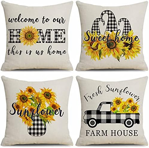  CARROLL Set Of 4 Winter Spring Throw Pillow Cover, Simple Lovely Christmas Animals Pillow Cover, Christmas Decoration Gift Home Decoration Square Sofa Chair Cushion Cover, 18x18 Inch