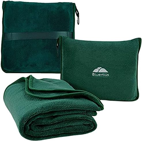  BlueHills Travel Blanket Pillow Rolled Premium Soft Plush Airplane Throw Traveling Essentials Compact In A Bag With Luggage Belt 70 X 48 Inches For Long Plane Flight Portable Lightweight Grey Gray R01