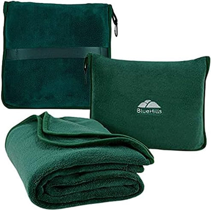  BlueHills Travel Blanket Pillow Rolled Premium Soft Plush Airplane Throw Traveling Essentials Compact In A Bag With Luggage Belt 70 X 48 Inches For Long Plane Flight Portable Lightweight Grey Gray R01