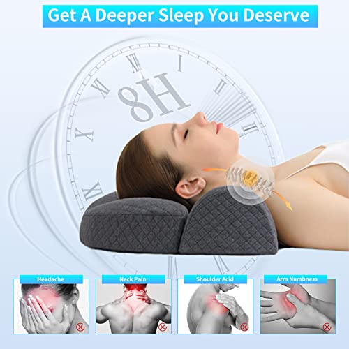  High Density Space Cervical Memory Foam Pillow, Contour Pillows For Neck And Shoulder Pain, Ergonomic Orthopedic Sleeping Neck Contoured Support Pillow For Side Sleepers, Back And Stomach Sleepers