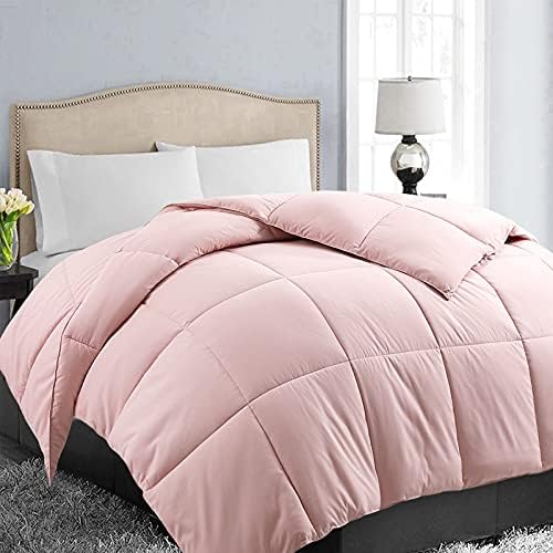  All Season Queen Size Soft Quilted Down Alternative Comforter Reversible Duvet Insert With Corner Tabs,Winter Summer Warm Fluffy,White,88x88 Inches