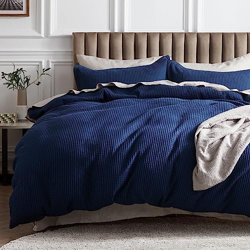  Bedsure Cotton Duvet Cover Queen - 100% Cotton Waffle Weave Coconut White Duvet Cover Queen Size, Soft And Breathable Queen Duvet Cover Set For All Season (Queen, 90"x90")