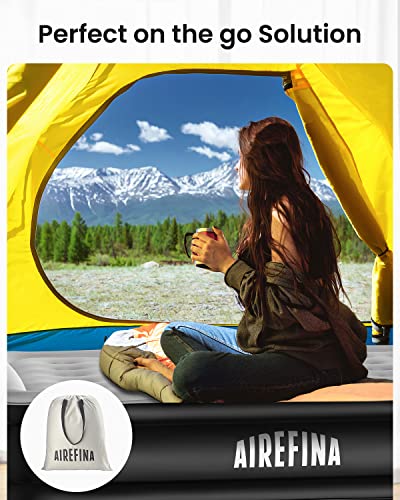  Comfort Air Mattress Queen Size With Built-in Electric Pump, Inflatable Bed In 3 Mins Self-Inflation/Deflation, Flocked Surface Blow Up Bed For Home Portable Camping 80x60x18in, 750lbs MAX