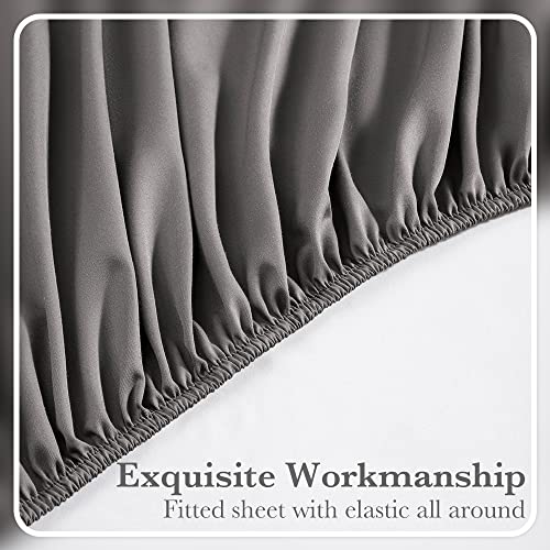  LIANLAM 1000 Thread Count Cotton King Size Sheets - 4 Piece, Luxury Egyptian 100% Cotton Bed Sheets Set, Smooth And Wrinkle, 16-Inch Deep Pocket(Dark Grey,King