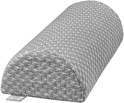  Half Moon Bolster Semi-Roll Pillow - Ankle And Knee Support - Leg Elevation - Back, Lumbar, Neck Pain Relief - Pad For Side And Stomach Sleepers - Premium Quality Memory Foam - Breathable Cover