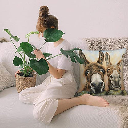  FLYSWALLOW Funny Mordern Throw Pillow Case, Accept Square Pillow Cover, 18"X18",Throw Cushion Covers For Couch Chair Bedroom Farmhouse Sofa(Donkey)