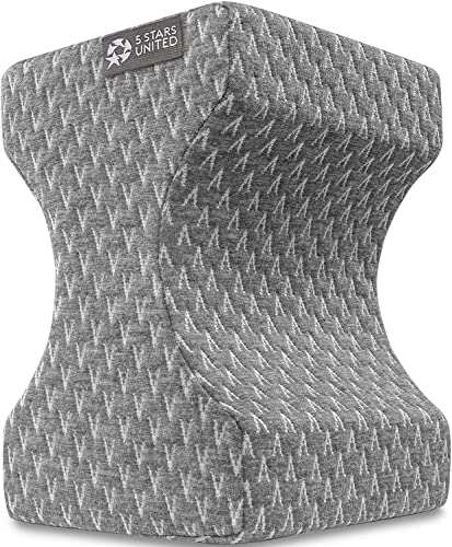  Knee Pillow For Side Sleepers - 100% Memory Foam Wedge Contour - Leg Pillows For Sleeping - Spacer Cushion For Spine Alignment, Back Pain, Pregnancy Support - Sciatica, Hip, Joint, Grey