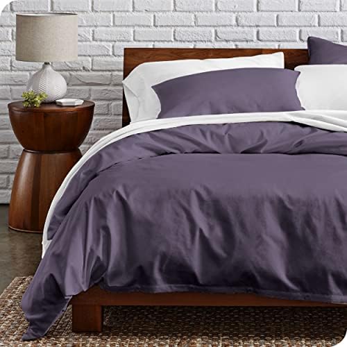  Bare Home 100% Organic Cotton Twin/Twin Extra Long Duvet Cover Set - Crisp Percale Weave - Lightweight & Breathable - Cooling Duvet Cover Set (Twin/Twin XL, Grey)