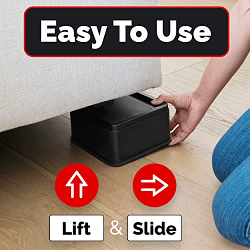  Oversized Bed Risers - Square, 3 Inch Lift, Heavy Duty, 4 Pack, Up To 6000lbs - Bed Raising Blocks, Furniture Risers - Safe, Sturdy Bed Lifts For College Dorm Rooms, Couches, Tables, Desks
