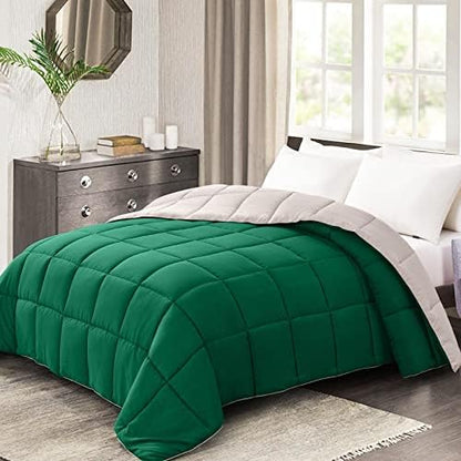  Queen Lightweight Comforter Gray - All Season Down Alternative Bed Comforter Summer Duvet Insert Quilted Reversible Comforters Full/Queen Size Dark Gray/Light Grey