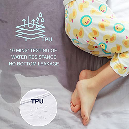  Premium Full Mattress Protector Waterproof,Breathable & Noiseless Mattress Cover,Fitted 10''-18'' Deep Pocket
