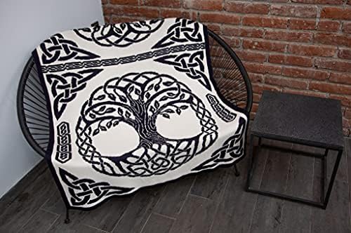  Bed Scarf Runner Irish Three Of Life Made Of Soft Wool Blend (Grey, King Bed)