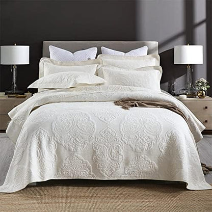  ABREEZE Cotton Bedspread Quilt Sets Floral Patchwork Coverlet Set Comforter Paisley Quilted Coverlet With Pillow Shams, Farmhouse Bedding Set,European Gorgeous Floral Pattern, King Size