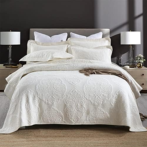  ABREEZE Cotton Bedspread Quilt Sets Floral Patchwork Coverlet Set Comforter Paisley Quilted Coverlet With Pillow Shams, Farmhouse Bedding Set,European Gorgeous Floral Pattern, King Size