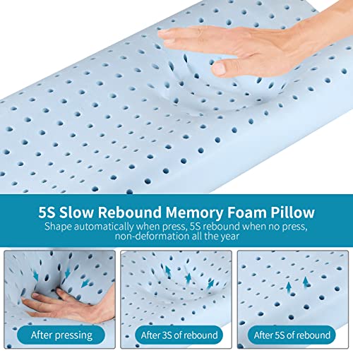 Memory Foam Pillows, Neck Pillow Queen Size Bed Pillow For Sleeping, Ergonomic Cervical Pillow Neck Support Pillow For Side Back Stomach Sleeper, Orthopedic Contour Pillow For Neck And Shoulder Pain