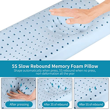  Memory Foam Pillows, Neck Pillow Queen Size Bed Pillow For Sleeping, Ergonomic Cervical Pillow Neck Support Pillow For Side Back Stomach Sleeper, Orthopedic Contour Pillow For Neck And Shoulder Pain