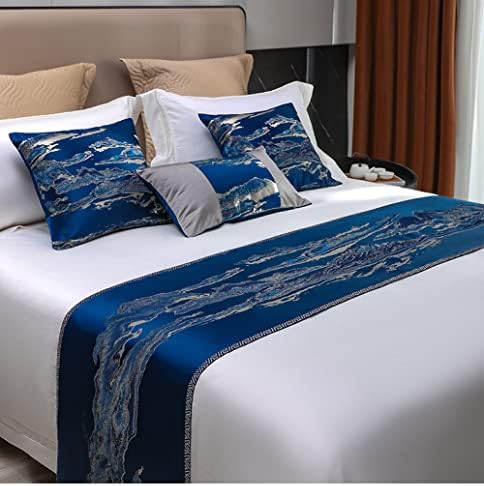  QFWMCW Luxury Bed Runner Bed Runners For King Size Bed Bedding Runner Bed Scarf Home Decorative Bed End Scarf For Hotel Wedding Room Home Guestroom, Gray, King 19.7x95.4in
