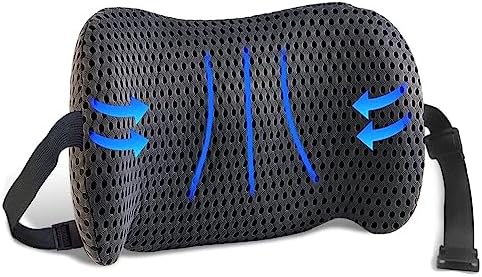  TTKXT Lumbar Support Pillow For Car For Low Back Pain Relief With Adjustable Straps.Memory Foam Lower Back Pillow For Bed, Office Chair, Gaming Chair, Recliner Improve Posture (Black)