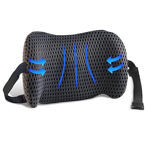  TTKXT Lumbar Support Pillow For Car For Low Back Pain Relief With Adjustable Straps.Memory Foam Lower Back Pillow For Bed, Office Chair, Gaming Chair, Recliner Improve Posture (Black)