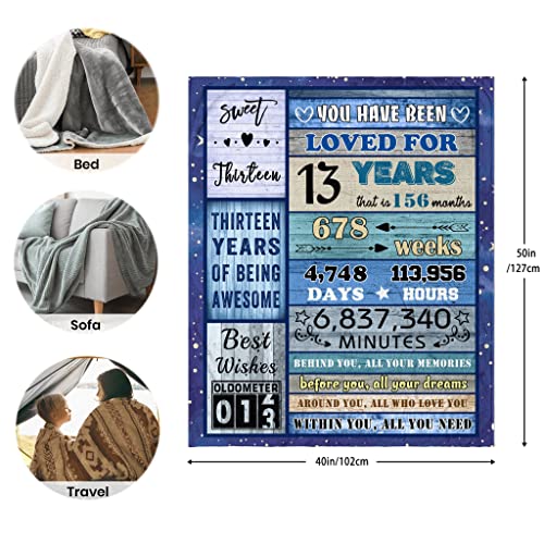  Julazy 13th Birthday Gifts For Girls Boys Blanket 50"X40", 13 Year Old Girl Boy Gift Ideas, Best Gifts For 13 Year Old Girl, Coolest Gifts For 13 Year Old Boy