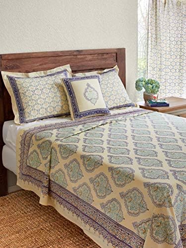  Dew ~ Stylish Elegant Yellow Blue French Queen Bedspread 90x90